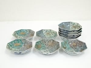 古伊万里　染錦草花八角なます皿10客